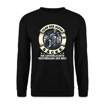 Motorrad Club Der Alten Säcke Witzig 50 Jahre - Unisex Pullover - Schwarz - Vorne - Alina (178cm) & Michal (187cm)