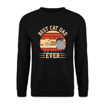 Nest Cat Dad Ever Vintage Retro Fist Bump - Unisex Pullover - Schwarz - Vorne - Alina (178cm) & Michal (187cm)