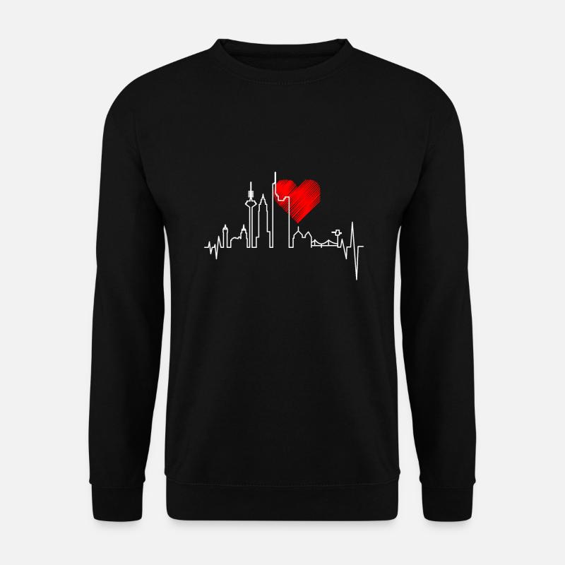Frankfurt Herzschlag Skyline Herz Geschenk - Unisex Pullover - Schwarz