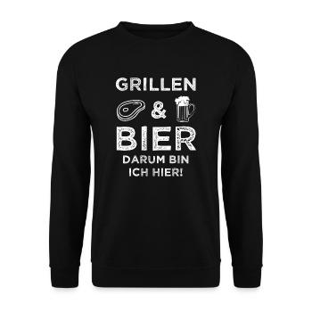 Grillen Grill BBQ Geschenk - Unisex Pullover - Schwarz - Vorne - Alina (178cm) & Michal (187cm)