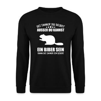 Biber Nagetier Zoo Geschenk - Unisex Pullover - Schwarz - Vorne - Alina (178cm) & Michal (187cm)