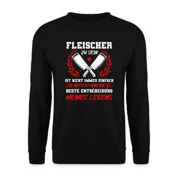 Fleischer Wurst Metzger Geschenk - Unisex Pullover - Schwarz - Vorne - Alina (178cm) & Michal (187cm)