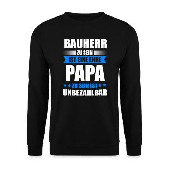 Bauherr 2020 Bauherren Richtfest Geschenk - Unisex Pullover - Schwarz - Vorne - Alina (178cm) & Michal (187cm)