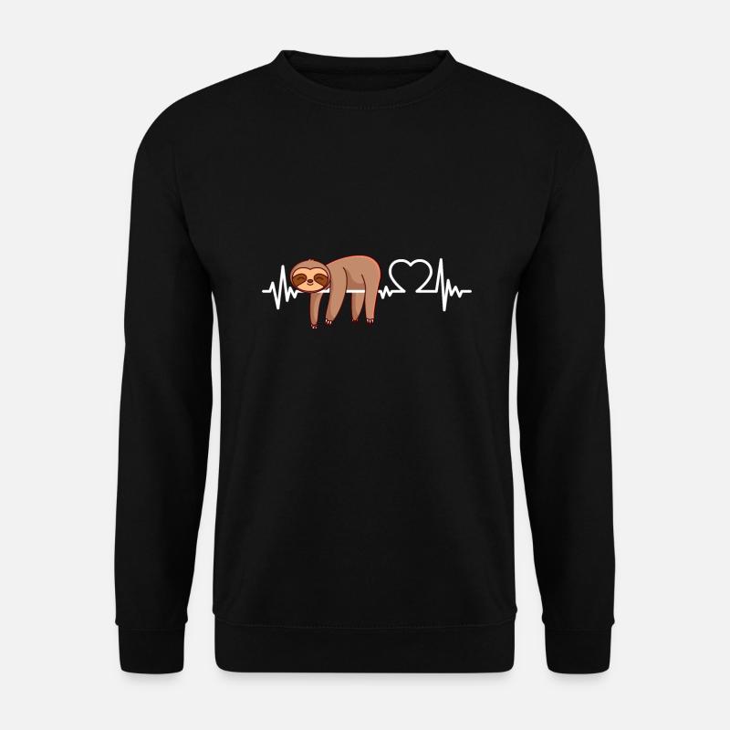 Faultier Herzschlag Herz lustiges Geschenk - Unisex Pullover - Schwarz