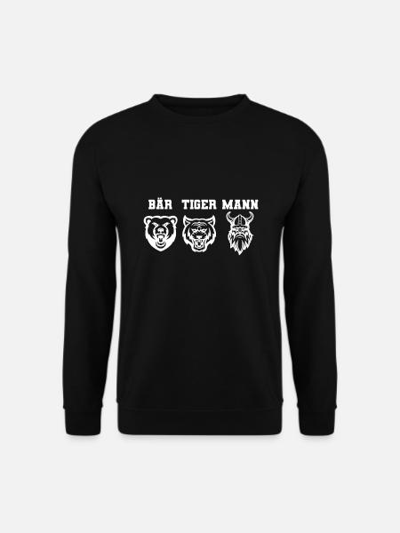 BÄR TIGER MANN Bartträger Bart Geschenkidee - Unisex Pullover - Schwarz