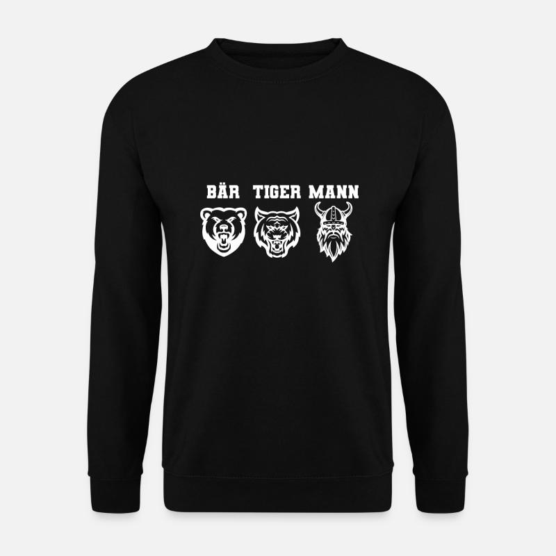 BÄR TIGER MANN Bartträger Bart Geschenkidee - Unisex Pullover - Schwarz