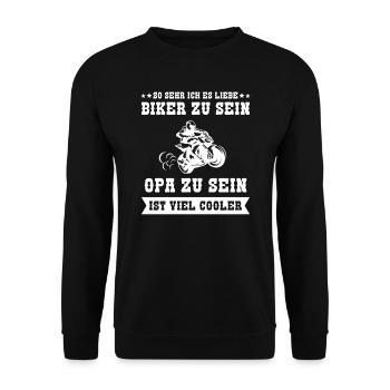 Motorrad Opa Rente Motorradfahrer Geschenk - Unisex Pullover - Schwarz - Vorne - Alina (178cm) & Michal (187cm)