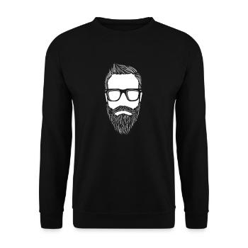 Bart Gesicht Beard Face - Unisex Pullover - Schwarz - Vorne - Alina (178cm) & Michal (187cm)
