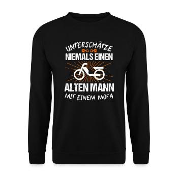Mofa Mofafahrer Motorrad Geschenk - Unisex Pullover - Schwarz - Vorne - Alina (178cm) & Michal (187cm)