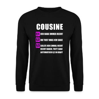 Cousin family cousins gift - Unisex Sweatshirt - black - Front - Alina (178cm) & Michal (187cm)