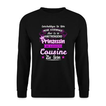 Cousine Familie Cousinen Geschenk - Unisex Pullover - Schwarz - Vorne - Alina (178cm) & Michal (187cm)