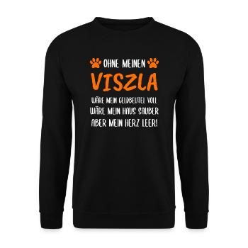 Viszla Kurzhaariger Ungarischer Hund Geschenk - Unisex Pullover - Schwarz - Vorne - Alina (178cm) & Michal (187cm)