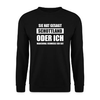 Schottland Schottisch Schottische Flagge Geschenk - Unisex Pullover - Schwarz - Vorne - Alina (178cm) & Michal (187cm)