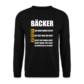 Bäcker Bäckerei Konditor Geschenk - Unisex Pullover - Schwarz - Vorne - Alina (178cm) & Michal (187cm)