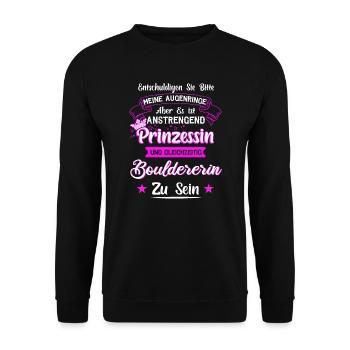 Bouldern Boulderer Klettern Geschenk - Unisex Pullover - Schwarz - Vorne - Alina (178cm) & Michal (187cm)