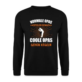 Kegler Opa Kegeln Kegelspieler Geschenk - Unisex Pullover - Schwarz - Vorne - Alina (178cm) & Michal (187cm)
