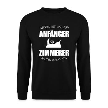 Zimmerer Zimmerei Zimmermann Geschenk - Unisex Pullover - Schwarz - Vorne - Alina (178cm) & Michal (187cm)