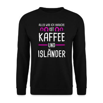 Isländer Kaffee Islandpferde Islandpferd Geschenk - Unisex Pullover - Schwarz - Vorne - Alina (178cm) & Michal (187cm)