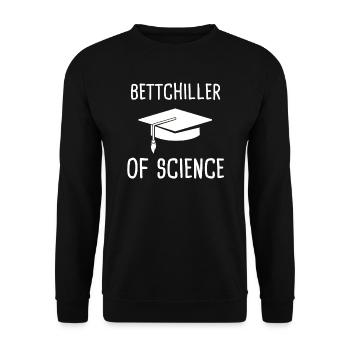 Bettchiller of Science Bachelor Abschluss Geschenk - Unisex Pullover - Schwarz - Vorne - Alina (178cm) & Michal (187cm)