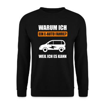 Elektroauto E-Auto Elektromobilität Geschenk - Unisex Pullover - Schwarz - Vorne - Alina (178cm) & Michal (187cm)