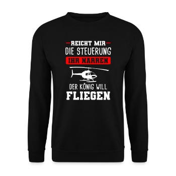 Hubschrauber Helikopter Heli Geschenk - Unisex Pullover - Schwarz - Vorne - Alina (178cm) & Michal (187cm)