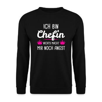 Chefin Chef Vorgesetzte Geschenk - Unisex Pullover - Schwarz - Vorne - Alina (178cm) & Michal (187cm)