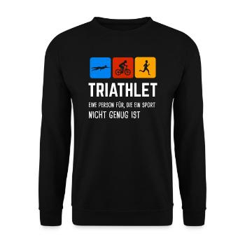 Triathlon Triathlet Triathleten Geschenk - Unisex Pullover - Schwarz - Vorne - Alina (178cm) & Michal (187cm)