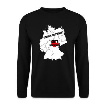 Thüringer Thüringen Bratwurst Geschenk - Unisex Pullover - Schwarz - Vorne - Alina (178cm) & Michal (187cm)