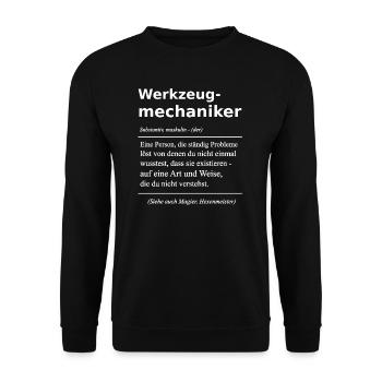 Werkzeugmechaniker Werkzeug Mechaniker Geschenk - Unisex Pullover - Schwarz - Vorne - Alina (178cm) & Michal (187cm)