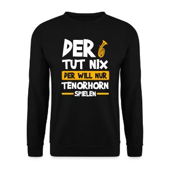 Tenorhorn Tenor Horn Tenorhornist Geschenk - Unisex Pullover - Schwarz - Vorne - Alina (178cm) & Michal (187cm)