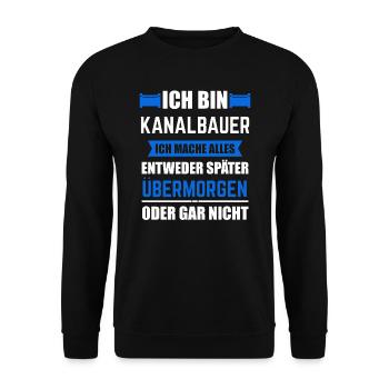 Kanalbauer Kanalbau Tiefbau Geschenk - Unisex Pullover - Schwarz - Vorne - Alina (178cm) & Michal (187cm)