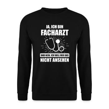 Facharzt Fachärztin Arzt Geschenk - Unisex Pullover - Schwarz - Vorne - Alina (178cm) & Michal (187cm)