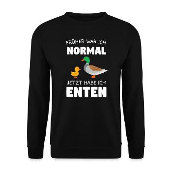 Enten Ente Geflügel Geschenk - Unisex Pullover - Schwarz - Vorne - Alina (178cm) & Michal (187cm)