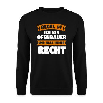 Ofenbauer Ofen Kamin Geschenk - Unisex Pullover - Schwarz - Vorne - Alina (178cm) & Michal (187cm)