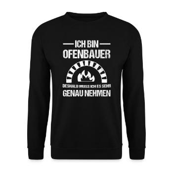Ofenbauer Ofen Kamin Geschenk - Unisex Pullover - Schwarz - Vorne - Alina (178cm) & Michal (187cm)