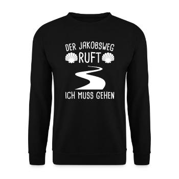 Jakobsweg Pilger Pilgern Geschenk - Unisex Pullover - Schwarz - Vorne - Alina (178cm) & Michal (187cm)