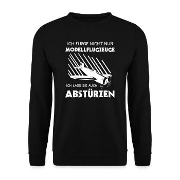 Modellflug Modellflugzeug Modellbau Geschenk - Unisex Pullover - Schwarz - Vorne - Alina (178cm) & Michal (187cm)