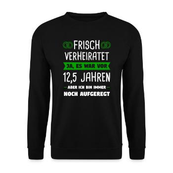 Petersilienhochzeit 12,5 Hochzeitstag Geschenk - Unisex Pullover - Schwarz - Vorne - Alina (178cm) & Michal (187cm)