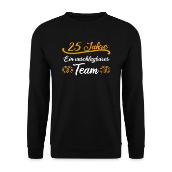 Silberhochzeit Silberne Hochzeit 25. Hochzeitstag - Unisex Pullover - Schwarz - Vorne - Alina (178cm) & Michal (187cm)