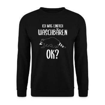 Waschbär Waschbären Tier Geschenk - Unisex Pullover - Schwarz - Vorne - Alina (178cm) & Michal (187cm)