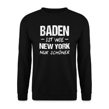 Baden Badener Baden-Württemberg Geschenk - Unisex Pullover - Schwarz - Vorne - Alina (178cm) & Michal (187cm)