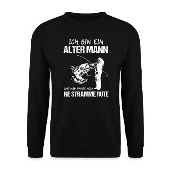 Angler Opa Angeln Rentner Geschenk - Unisex Pullover - Schwarz - Vorne - Alina (178cm) & Michal (187cm)
