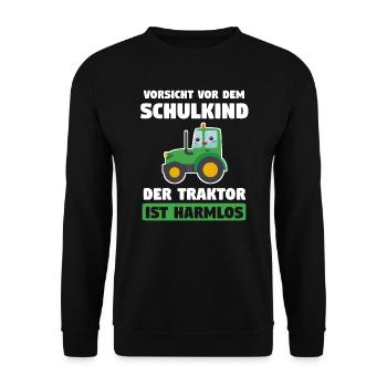 Vorsicht Vor Dem Schulkind Einschulung Schulanfang - Unisex Pullover - Schwarz - Vorne - Alina (178cm) & Michal (187cm)