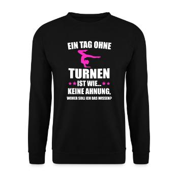 Turnen Gymnastik Turner Geschenk - Unisex Pullover - Schwarz - Vorne - Alina (178cm) & Michal (187cm)