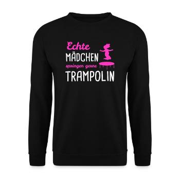 Trampolin Springen Trampolinspringer Geschenk - Unisex Pullover - Schwarz - Vorne - Alina (178cm) & Michal (187cm)