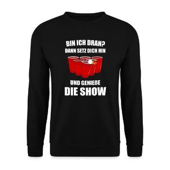 Beerpong Funny Beer Beerpong Geschenk - Unisex Pullover - Schwarz - Vorne - Alina (178cm) & Michal (187cm)