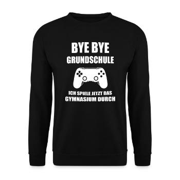 Bye Bye Grundschule Gymnasium Gymnasiast Geschenk - Unisex Pullover - Schwarz - Vorne - Alina (178cm) & Michal (187cm)