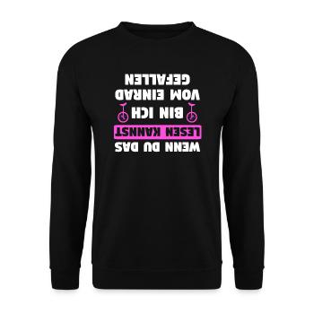 Einrad Einräder Einradfahrer Unicycle Geschenk - Unisex Pullover - Schwarz - Vorne - Alina (178cm) & Michal (187cm)