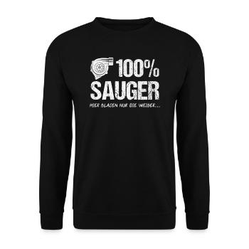 100% Sauger JDM Tuner Geschenk - Unisex Pullover - Schwarz - Vorne - Alina (178cm) & Michal (187cm)