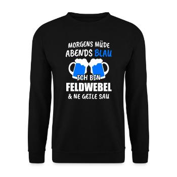 Feldwebel Bundeswehr Soldaten Militär Geschenk - Unisex Pullover - Schwarz - Vorne - Alina (178cm) & Michal (187cm)